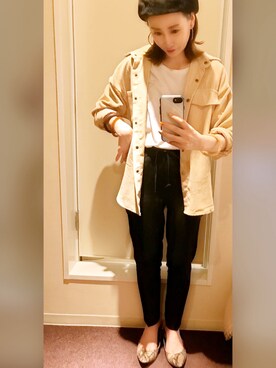 「LEPSIM（レプシィム）の2P ウッドバングル　837799（バングル/リストバンド）」を使った、ナオさん（レディース・155cm）の秋コーディネート