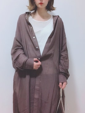 「リエディ」｜「アイテム（シャツワンピース）」を使った、ナオさん（レディース・155cm）の春コーディネート