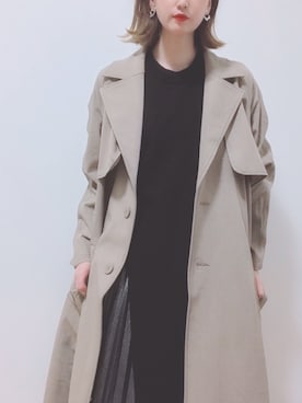 「スリット」｜「アイテム（トレンチコート）」を使った、ナオさん（レディース・155cm）の春コーディネート