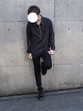 「LIDNM（リドム）のLIDNM/リドム/マイクロスパンリングジップシャツ（シャツ/ブラウス）」を使った、TERUさん（メンズ・180cm）の冬コーディネート