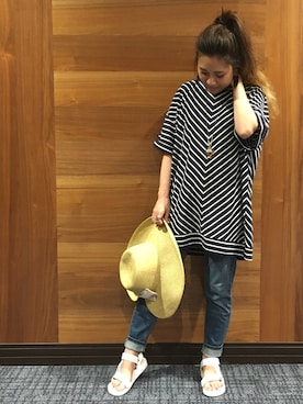 「3can4on（サンカンシオン）のアイテム（サンダル）」を使った、h1203iさん（レディース・148cm）の夏コーディネート