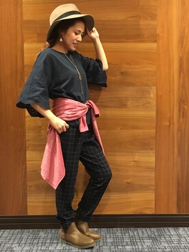 「3can4on（サンカンシオン）のアイテム（帽子）」を使った、h1203iさん（レディース・148cm）の秋コーディネート