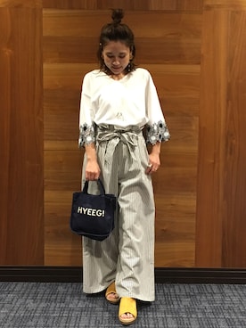 「3can4on（サンカンシオン）のアイテム（サンダル）」を使った、h1203iさん（レディース・148cm）の夏コーディネート