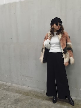 「murua」｜「アイテム（ブーティ）」を使った、草野春香さん（レディース・170cm）の冬コーディネート