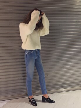 「murua」｜「アイテム（ブーティ）」を使った、草野春香さん（レディース・170cm）の冬コーディネート