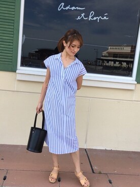 「Adam et Rope A・E・R（アダムエロペ）のアイテム（シャツワンピース）」を使った、yukiさん（レディース・162cm）の春コーディネート