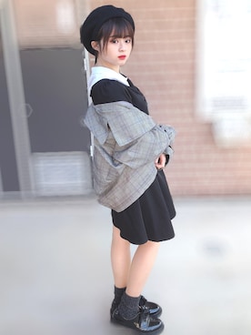 「BUBBLES（バブルス）のアイテム（ワンピース/ドレス）」を使った、mio*さん（レディース・152cm）の冬コーディネート