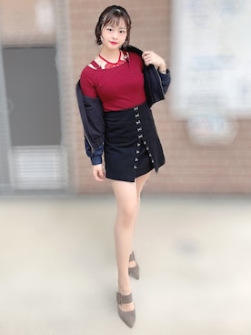 「BUBBLES（バブルス）のアイテム（スカート）」を使った、mio*さん（レディース・152cm）の春コーディネート