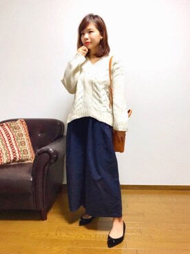 「STRAWBERRY-FIELDS（ストロベリーフィールズ）のアイテム（バッグ）」を使った、くろこ。さん（レディース・158cm）の秋コーディネート
