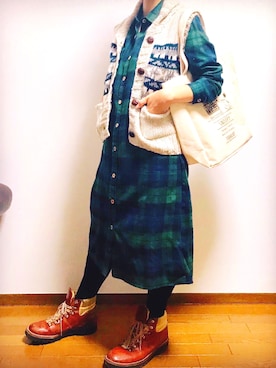 「アイテム（シャツワンピース）」を使った、くろこ。さん（レディース・158cm・20代）の秋コーディネート