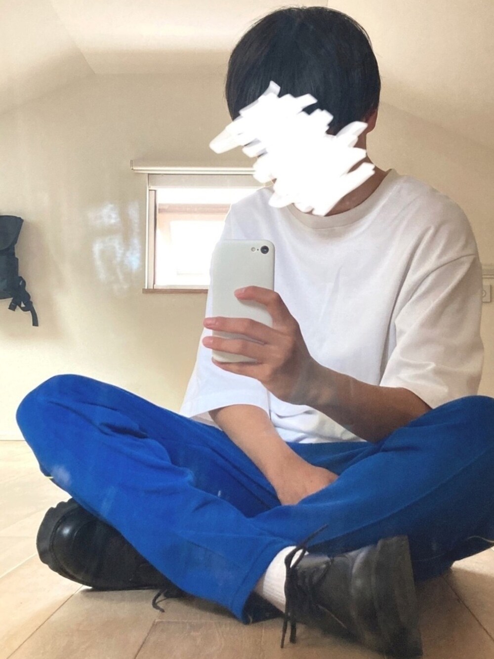 「ビッグシルエット、Tシャツ、夏コーデ、夏、休日コーデ、スラックス、ホワイト、おしゃれさんと繋がりたい、白Tシャツ、ドレスシューズ」｜「UNIQLOのエアリズムコットンオーバーサイズTシャツ（5分袖）（Tシャツ/カットソー、ホワイト系）」を使った、おふーさん（メンズ・173cm）の春コーディネートの1枚目の写真