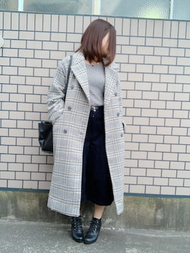 「ehka sopo（エヘカソポ）のアイテム（チェスターコート）」を使った、りおんぐさん（レディース・150cm）の冬コーディネート