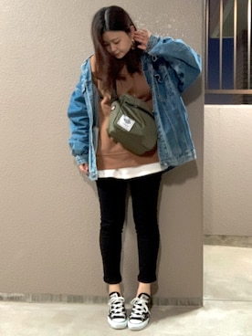 「CONVERSE（コンバース）のconverse（コンバース） ALL STAR OX（オールスターOX）（スニーカー）」を使った、りおんぐさん（レディース・150cm）の秋コーディネート
