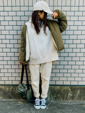 「CONVERSE（コンバース）のconverse（コンバース） ALL STAR OX（オールスターOX）（スニーカー）」を使った、りおんぐさん（レディース・150cm）の冬コーディネート