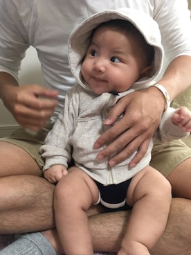 「PETIT BATEAU（プチバトー）のアイテム」を使った、K.shinosukeさん（メンズ・60cm）の夏コーディネート