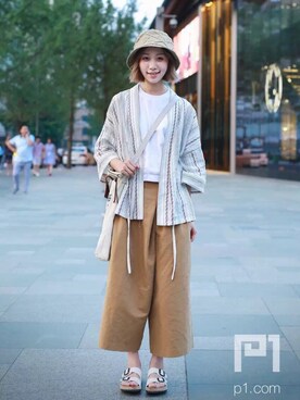 「initial（イニシャル）のアイテム（キャップ）」を使った、YoyoChan_bbさん（レディース・165cm）の秋コーディネート