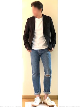「Levi's（リーバイス）の502(TM) レギュラーテーパー CEDAR LIGHT MID OVERT ADV（デニムパンツ）」を使った、ひでじぃさん（メンズ・181cm）の秋コーディネート