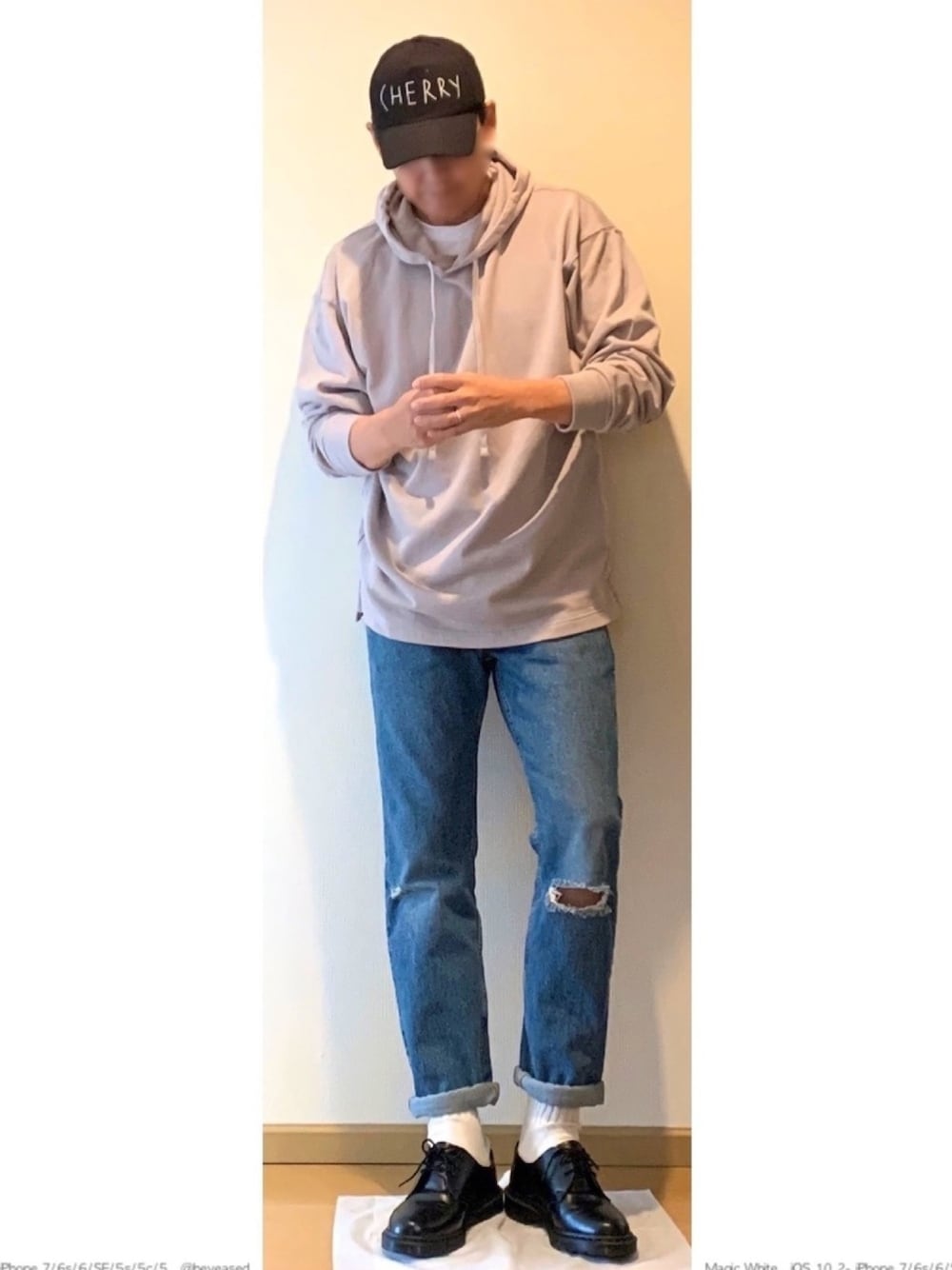 「パステル映える春、大人カジュアル、オトナカジュアル、パーカー、リーバイス502、Dr.Martens、シンプル、はるコーデ、50代カジュアル」｜「GUのアイテム（パーカー、ベージュ系）」を使った、ひでじぃさん（メンズ・181cm）の春コーディネートの1枚目の写真