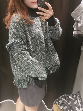 「ZARA（ザラ）のアイテム（ニット/セーター、グリーン系）」を使った、momoco_0130さん（レディース・155cm）の秋コーディネート