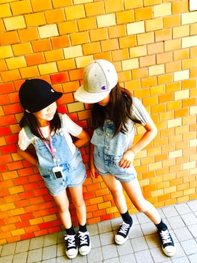 「ジャックパーセル」｜「アイテム（サロペット/オーバーオール）」を使った、yukimana.styleさん（キッズ・120cm）の夏コーディネート
