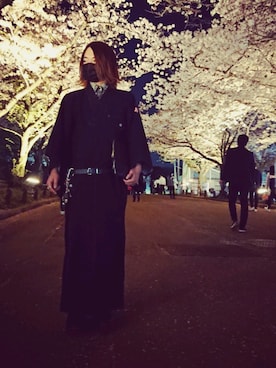 「着物」｜「アイテム（オールインワン・サロペット）」を使った、わきおさんさん（メンズ・167cm）の春コーディネート