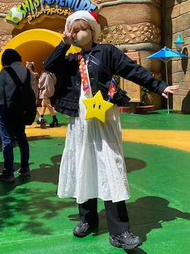 「merry jenny（メリージェニー）のアイテム（デニムジャケット）」を使った、𠮷田さん（レディース・165cm）の春コーディネート