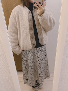 「ダルメシアン柄」｜「アイテム（その他アウター）」を使った、ayuさん（レディース・162cm）の冬コーディネート