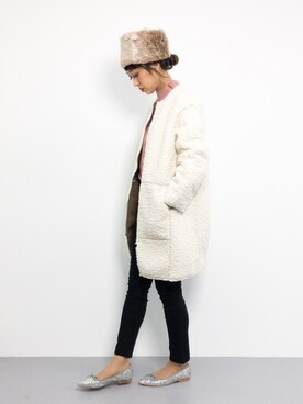 「Another Edition（アナザーエディション）のアイテム（ムートンコート）」を使った、teraさん（レディース・164cm）の冬コーディネート