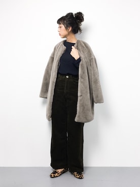 「SpRay（スプレイ）のアイテム（ノーカラージャケット）」を使った、teraさん（レディース・164cm）の冬コーディネート