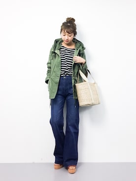 「green label relaxing（グリーンレーベルリラクシング）のアイテム（モッズコート）」を使った、teraさん（レディース・164cm）の春コーディネート