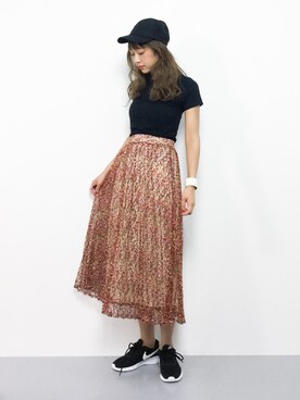 teraさんの「WEGO/フラワーレースプリーツロングスカート」を使ったコーディネート