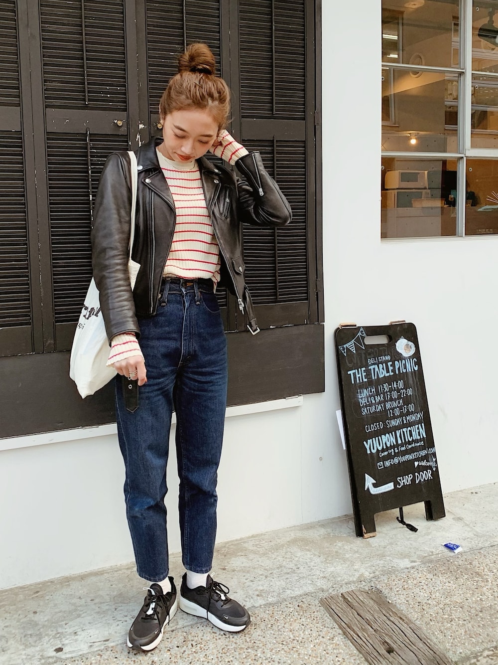 「プチプラ、低身長コーデ、きれいめカジュアル、今日のコーデ、春アウター、パステル映える春、着回しコーデ、ラフ、ゆるコーデ、ママコーデ」｜「Quandのアイテム（トップス、ホワイト系）」を使った、teraさん（レディース・164cm）の春コーディネートの1枚目の写真