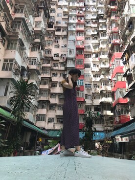 「柄物」｜「アイテム（ハンチング/ベレー帽）」を使った、linaさん（レディース・157cm）の秋コーディネート
