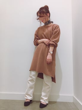 「アパレルスタッフ」｜「アイテム（チュニック）」を使った、ふうかさん（レディース・148cm）の秋コーディネート