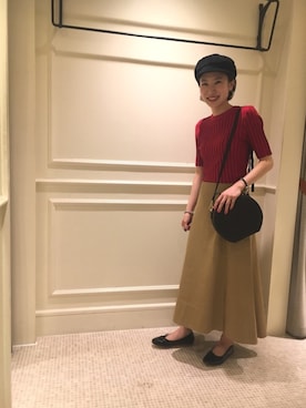 「ストライプニット」｜Aya Tanigawaさん（レディース・155cm）の夏コーディネート