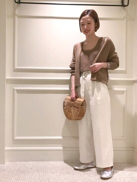 「BEAUTY&YOUTH UNITED ARROWS（ビューティーアンドユースユナイテッドアローズ）の＜CULT GAIA＞ARK LARGE ブラウン/カゴバッグ（かごバッグ、ブラウン系）」を使った、Aya Tanigawaさん（レディース・155cm）の冬コーディネート