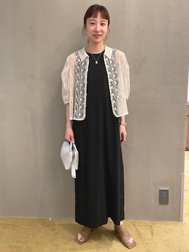 「AEWEN MATOPH（イウエン マトフ）の＜AEWEN MATOPH（イウエン マトフ）＞ギャザースリーブ レースブラウス†（シャツ/ブラウス、ベージュ系）」を使った、Aya Tanigawaさん（レディース・155cm）の春コーディネート