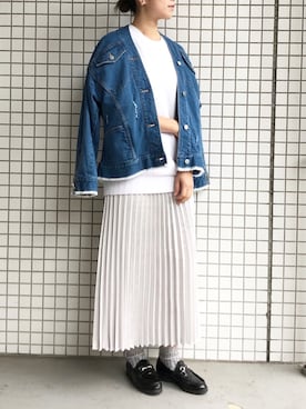 「ペールトーン」｜「アイテム（デニムジャケット）」を使った、RITSUさん（レディース・156cm）の春コーディネート