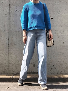 「ブリーチデニム」｜「アイテム（アクセサリー）」を使った、RITSUさん（レディース・156cm）の春コーディネート