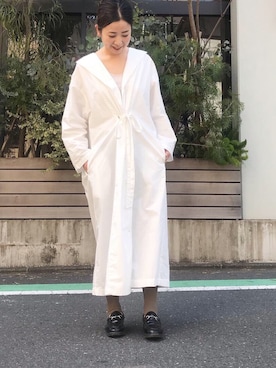 「ビットローファー」｜「アイテム（シャツワンピース）」を使った、RITSUさん（レディース・156cm）の春コーディネート