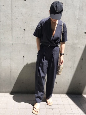 「ラフスタイル」｜「アイテム（つなぎ/オールインワン）」を使った、RITSUさん（レディース・155cm）の夏コーディネート