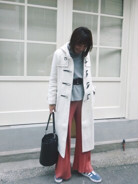 「くすみピンク」｜「アイテム（ダッフルコート）」を使った、ヤマサキ サオリさん（レディース・169cm）の冬コーディネート