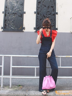 「ZARA（ザラ）のアイテム（オールインワン・サロペット）」を使った、ヤマサキ サオリさん（レディース・169cm）の夏コーディネート