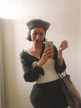 「FRAY I.D（フレイアイディー）のアイテム（帽子）」を使った、ヤマサキ サオリさん（レディース・169cm）の秋コーディネート