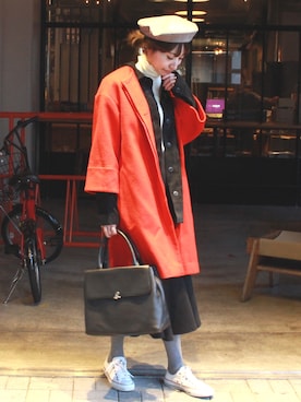 「FRAY I.D（フレイアイディー）のアイテム（帽子）」を使った、ヤマサキ サオリさん（レディース・169cm）の冬コーディネート