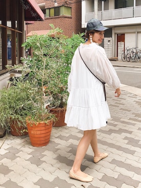 「H&M（エイチ・アンド・エム）のアイテム（ワンピース）」を使った、ヤマサキ サオリさん（レディース・169cm）の夏コーディネート