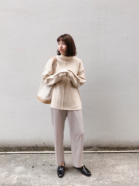 「select MOCA（セレクトモカ）のリンキングオーバーサイズタートルニット（ニット/セーター）」を使った、ヤマサキ サオリさん（レディース・169cm）の冬コーディネート