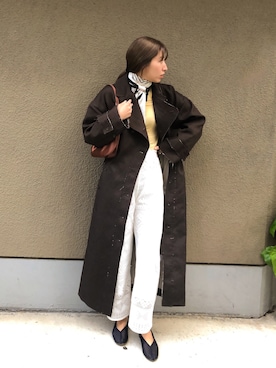 「レースパンツ」｜「アイテム（トレンチコート）」を使った、ヤマサキ サオリさん（レディース・169cm）の春コーディネート