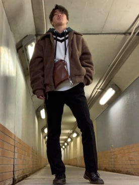 「BASQUE magenta（バスクマゼンタ）のアイテム（ニット/セーター）」を使った、かつきさん（メンズ・174cm）の冬コーディネート