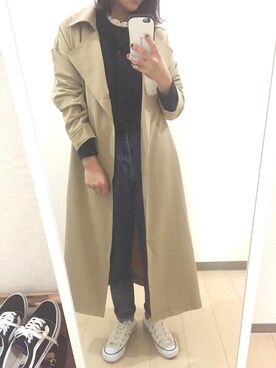 「BLISS POINT（ブリスポイント）のアイテム（トレンチコート）」を使った、aayymm07さん（レディース・154cm）の冬コーディネート